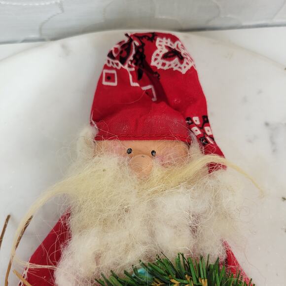 VINTAGE Bandana Santa  17" Tall Rustic Ornament Christmas Hand Made - Picture 3 of 13